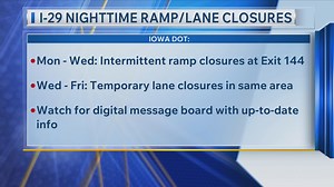 I-29 Nighttime Ramp/Lane Closures