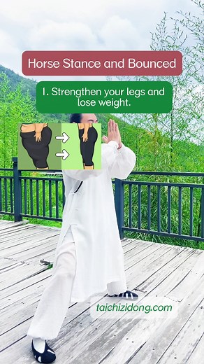 Taichi Zidong on Instagram: "https://taichizidong.com Specific exercise improve symptoms, daily full-body exercises remove root causes. 250719-Horse Stance and Bounced. 1.Strengthen your legs and lose weight. 2.Boost kidney energy. 3.Improve spleen function and promote digestion. 30-60 times one set, 4-6 sets every morning. When practicing, try to keep your back straight and don't lean forward. Please keep practicing and you will improve. If you need more comprehensive and effective weight loss 