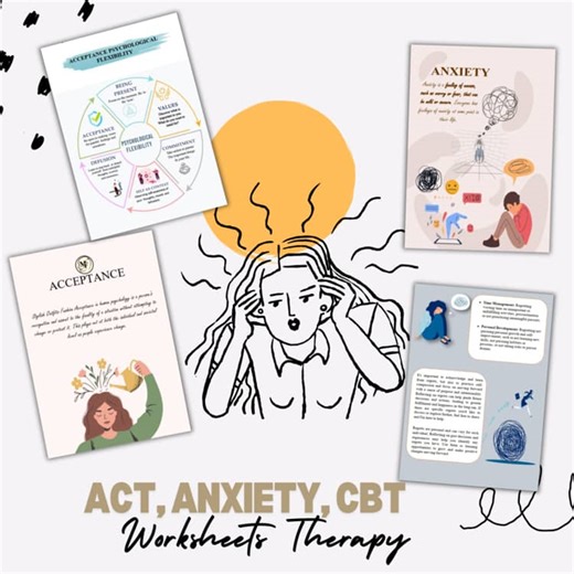 Adults & Teens Worksheets for acceptance and commitment therapy, anxiety, CBT