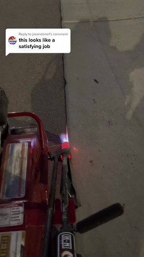 Replying to @jasondono1 some might think this work is therapeutic lol #hot #fire #asphalt #maintenance #pavement #cracksealing #fyp #satisfying #oddlysatisfying