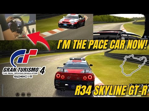 7:51.258 Nissan SKYLINE GT-R R34 Nürburgring lap - Gran Turismo 4 - Steering Wheel