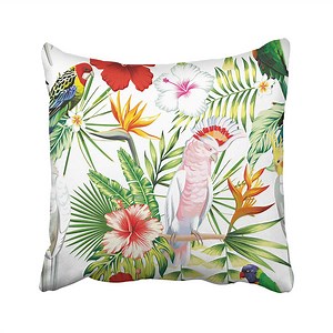 RYLABLUE Tropic Exotic Multicolor Birds Parrot Macaw With Tropical Plants Banana Palm Leaves Pillowcase Pillow Cushion Cover 16x16 inches - Walmart.ca