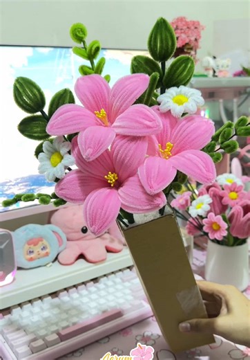 Handmade Fuzzy Wire Flower Bouquet Therapy