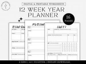 12 Week Year Planner Printable 90 Day Goals 12 Week Template 12 Week Planner Quarterly Planner 2025 Vision Board Goal Setting Printable PDF - Etsy UK