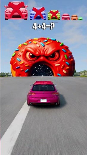 Big & Small Cars vs Angry Donut Tunnel - BeamNG.Drive