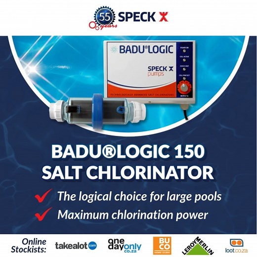 The BADU®Logic 150 is Speck’s most powerful chlorinator, engineered for pools up to 145,000 litres with a 30 g/h chlorine output. 🌊 Perfect for those who want maximum clarity with minimal effort. ✨ Key benefits of choosing BADU®Logic 150: ✔️ 30 g/h chlorine output for large pools ✔️ Self-cleaning electrodes for extended life ✔️ Clear housing for easy monitoring ✔️ Eco-friendly water care, lower costs ✔️ Manufactured to ISO standards, CE approved Invest in smarter pool care for bigger pools. 🏊‍