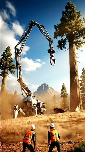 Future of Logging: Giant Robot Tree Cutter in Action! 🤖🌲