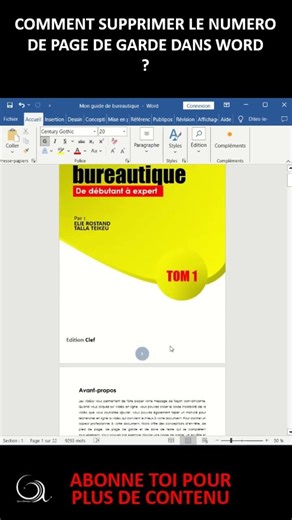 Comment Supprimer le Numéro de Page sur la Page de Garde dans Word #Word #astucesword #shorts