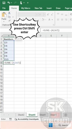 Excel Trick💡 Convert Text to Numbers & Sum Instantly