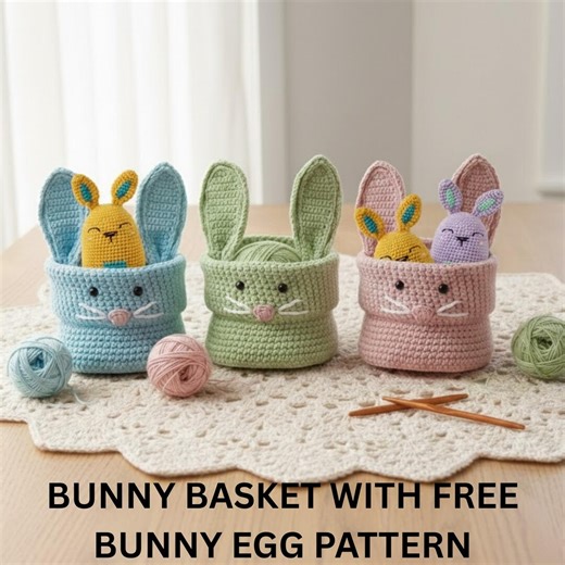 Bunny Basket Crochet Pattern,easter Bunny Basket,cute Crochet Bunny Storage | Easter Decor & Gift Pattern | PDF Download | Egg Holder Rabbit - Etsy