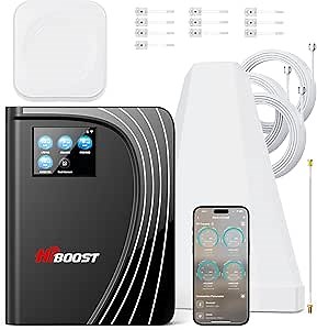 Cell Phone Booster for Multiroom, Boost Cellular Signal Cover to 1,2000 Sq Ft for All U.S Carriers with 2 Indoor (Built-in 1) Antennas and Touch Display 72dB Gain for Homes and Offices 2-Story