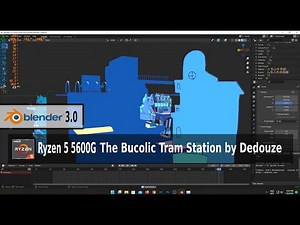 AMD Ryzen 5 5600G VEGA 7, Blender 3D Animation Grease Pencil Tram Station, FPS on