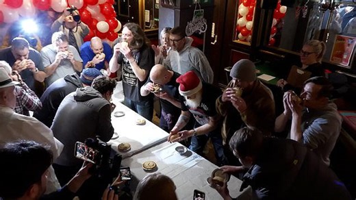 Bloke from Blackpool becomes pie eating world champion by eating whole pie in 62 seconds