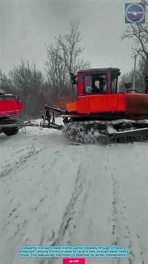 Innovative & Powerful: Tracked Crawler Tractor with V-Plow for Heavy Snow Clearing Operations