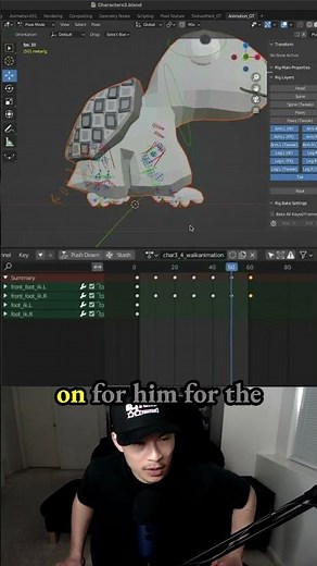 Understand Keyframe Animations for Character Movement - making a 3d game in Blender -3.4 Dino Turtle