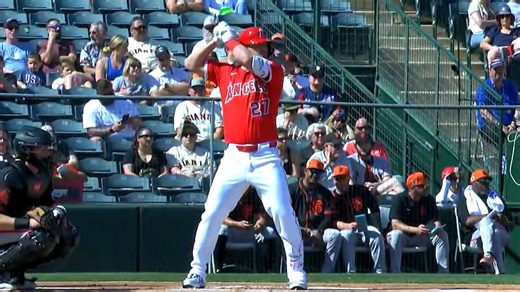 Mike Trout draws a walk in first Spring Training AB