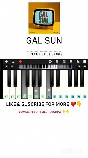 🎹 Gal Sun In 20 Sec | Piano Cover | #shorts #piano #galsun #pianotutorial