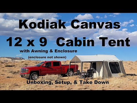 Kodiak Canvas 12' x 9' Cabin Tent with Awning & Porch Enclosure. Unboxing, Setup, & Take Down #tent