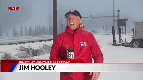 Snow falling in the Colorado mountains