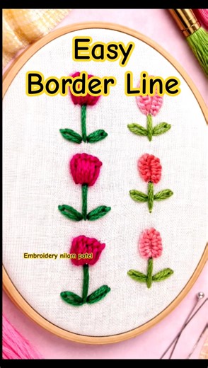 Easy Border Embroidery 😲 | Beginner Stitch Trick