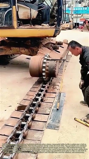 Leveraging Track Power: How a Worker Uses an Excavator’s Sprocket to Tighten Bolts