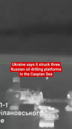 Kyiv struck oil rigs in the Caspian Sea on Sunday (January 11), shown through dramatic drone footage | The Independent