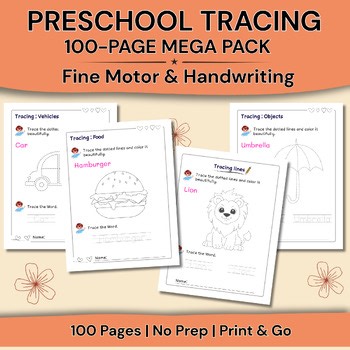Preschool Tracing Worksheets Mega Pack | 100 Pages Fine Motor & Handwriting
