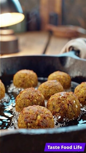 Mini Falafels Sizzling in Oil — Golden Crust & Bursting Bubbles!
