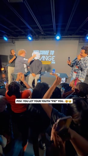 Dante’ Pride on Instagram: "Last night at youth service, our students had a pie-eating contest. But what they didn’t know was that whoever won got to pie their youth pastor in the face! 🫣 He “pied” me with honor🤣"