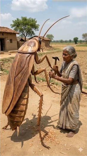 Cockroach | Wooden Sculpture 😳🪵🔥 #cockroach #woodcarving #viralvideo