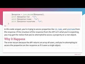 Resolving the PHP Notice: Trying to get property 'id' of non-object Error in API Calls