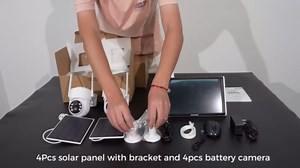 Wireless Solar Camera System Outdoor, 4PCS 4MP Battery Powered Cameras, No Monthly Fee, 360° View Pan Tilt, PIR Motion Detection, Color Night Vision, IP66, 2-Way Audio, 10" Monitor