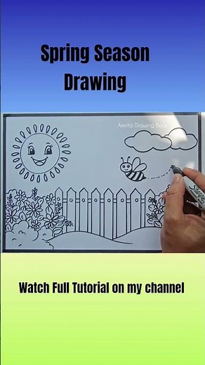 Spring Season Drawing Easy | Spring Season Drawing | How to Draw Spring Season | Flowers and Garden