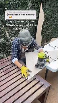 DIY Nativity Scene made with my templates, plywood, and lights - link in description