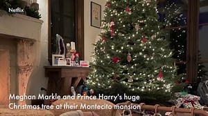 Prince Harry and Meghan Markle's glittering Christmas tree inside their Montecito mansion