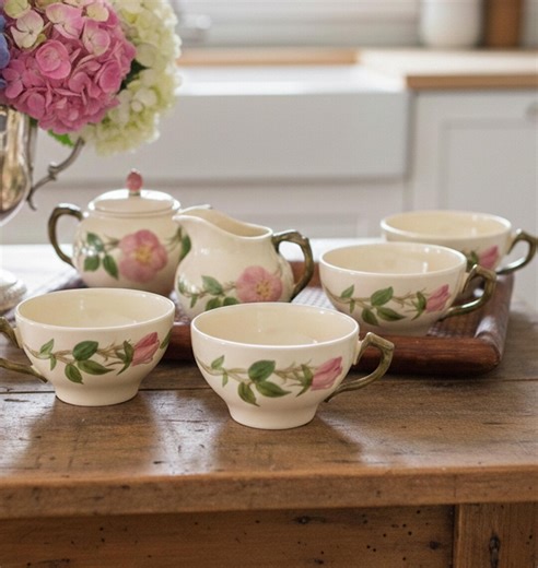 Vintage Franciscan Desert Rose Tea Set – Creamer, Sugar, and 4 Teacups - Etsy