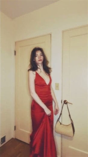 Stunning Red Satin Backless Dress Try-On | Formal Wear Inspo