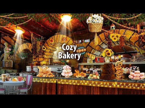 Cozy Bakery 🍩 ASMR Ambience (mixing, baking, paper crinkling, chatter, jazz sounds)