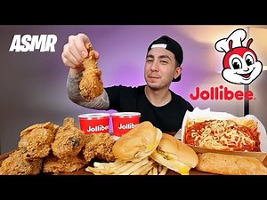 ASMR Eating Jollibee Fried Chicken Joy + Jolly Spaghetti And Cheesy Yum Burger | Real Eating Sounds