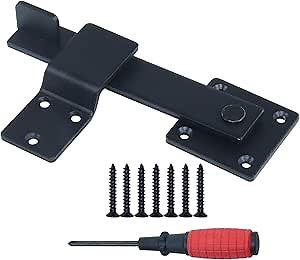 Heavy Duty Farm Flip Fence Gate Latch with Screwdriver, Slide Bolt Gate Latch, Gate Locks for Outdoor Fence, Barn Door, Wooden Fence, Outdoor Fence, Cabinet, Shed, Sliding Doors