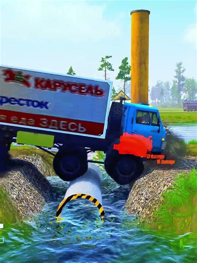 Spintires Mudrunner Truck vs Extreme Broken Road with Speed Bumps Gameplay EP269