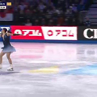 kaori performing her very last short program “time to say goodbye” at the 2026 world championships 😭💙😭💙she's in first place with a score of 79.31 and broke the record for the highest pcs score ever in the women's short program (37.89)