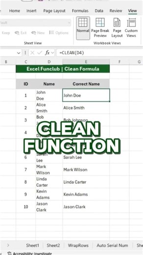 Excel CLEAN Function‼️ Excel tips and tricks #exceltips #exceltricks #exceltutorial #explore #microsoft365 | excel_funclub