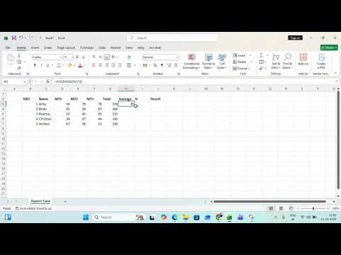 Creating Report Card in Excel