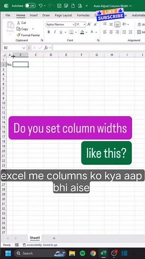 Auto Adjust 💯Column Width in Excel in Seconds | Excel AutoFit Trick #excel #exceltips