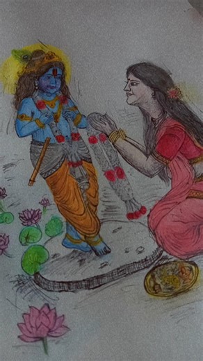 The Ultimate Devotion: Krishna & Meera 🌸 #DevotionalArt