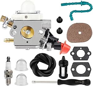 C1M-S207A Carburetor for Stihl FS56RC Trimmer FS56R FS56 FS56C FS70C KM56RC FC70 FC56 HT56C Weed Eater Parts 4144 120 0603 Metal Throttle Cable Carburetor with FS 56RC Air Filter Fuel Line