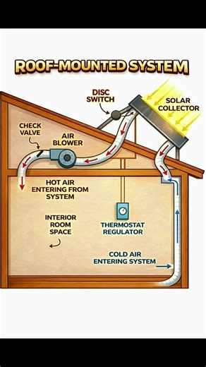 Roof Mounted Solar Air Heating System | Basic Knowledge for Civil Engineering | #Shorts #Building