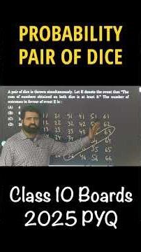 AMAZING Result About Pair of Dice Problems in Class 10 Boards 2026