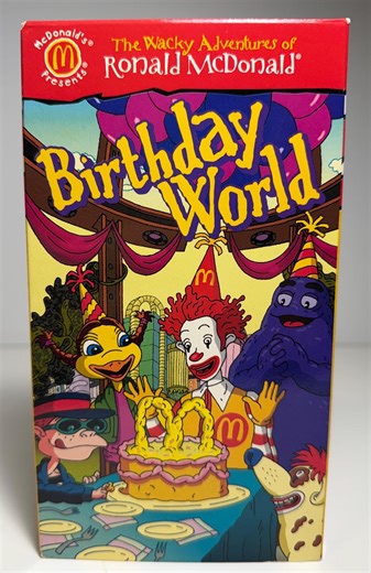 Rae Vintage Mcdanal’s Presents the Wacky Adventures of Ronald Mcdonalds “birthday World” VHS Cassette Tape With Original Paper Box From 2000 - Etsy